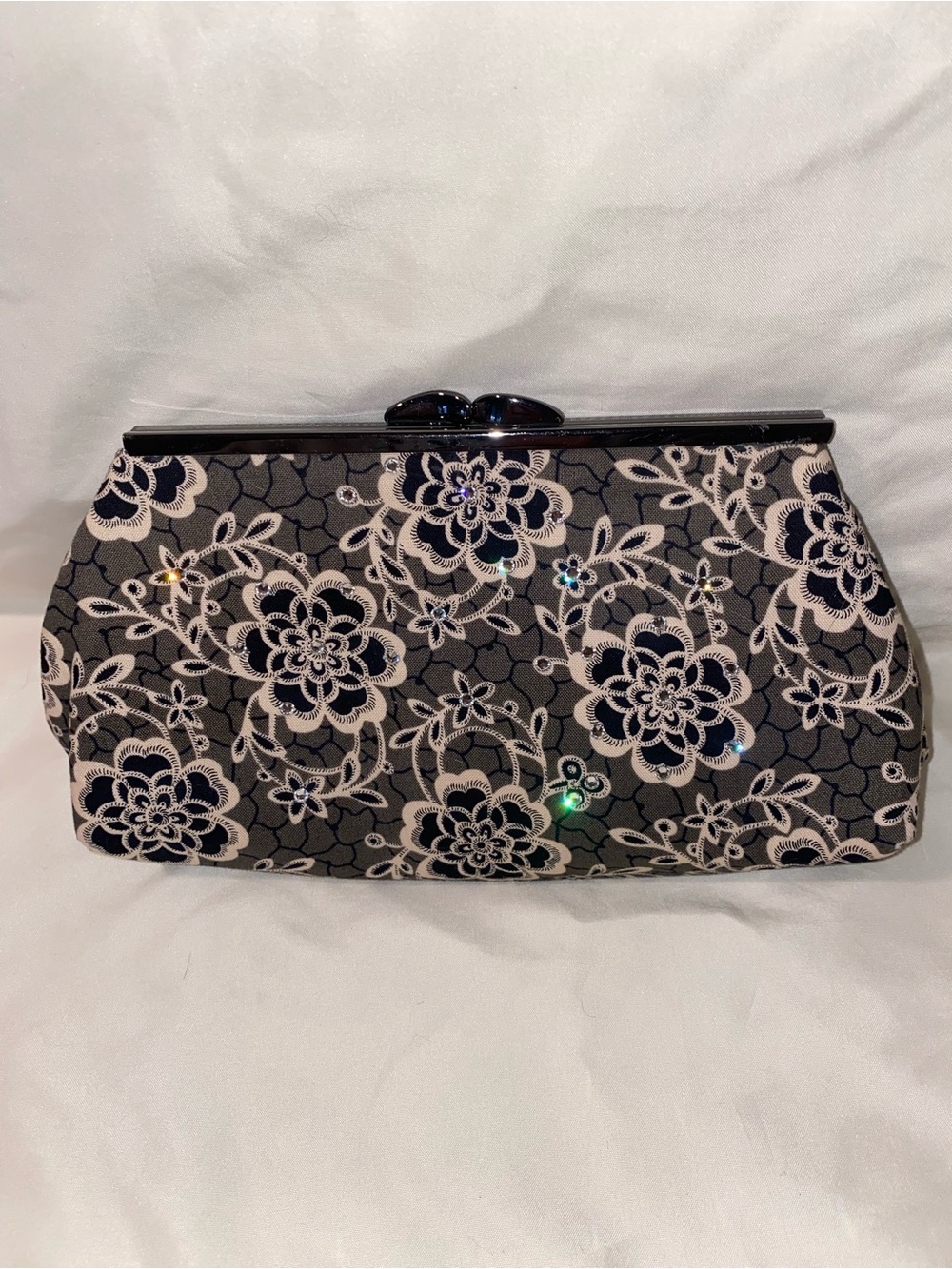 Downton Abbey‎ Black Lace Floral Evening Clutch with Sparkle Accents